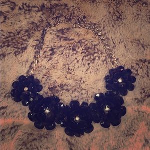 Black flower statement necklace